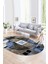 Dijital Kaymaz Yıkanabilir Modern Desen Oval Yolluk Mutfak Salon Halısı, N-O-Modern-33-Mavi, 1