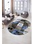 Dijital Kaymaz Yıkanabilir Modern Desen Oval Yolluk Mutfak Salon Halısı, N-O-Modern-33-Mavi, 5
