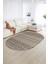 Dijital Kaymaz Yıkanabilir Modern Desen Oval Yolluk Mutfak Salon Halısı, N-O-Modern-86-Krem, 2