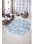Dijital Kaymaz Yıkanabilir Modern Desen Oval Yolluk Mutfak Salon Halısı, N-O-Modern-89-Mavi, 5