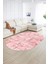 Dijital Kaymaz Yıkanabilir Modern Desen Oval Yolluk Mutfak Salon Halısı, N-O-Modern-89-Pembe, 2