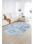 Dijital Kaymaz Yıkanabilir Modern Desen Oval Yolluk Mutfak Salon Halısı, N-O-Modern-89-Mavi, 2
