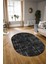 Dijital Kaymaz Yıkanabilir Modern Desen Oval Yolluk Mutfak Salon Halısı, N-O-Modern-89-Siyah, 3