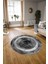 Dijital Kaymaz Taban Yıkanabilir Modern Desen Yuvarlak Mutfak Salon Halısı, N-Y-Modern-46-Gri, 3