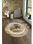 Dijital Kaymaz Taban Yıkanabilir Modern Desen Yuvarlak Mutfak Salon Halısı, N-Y-Modern-46-Gold, 4