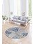 Dijital Kaymaz Taban Yıkanabilir Modern Desen Yuvarlak Mutfak Salon Halısı, N-Y-Modern-95-Mavi, 1