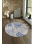 Dijital Kaymaz Taban Yıkanabilir Modern Desen Yuvarlak Mutfak Salon Halısı, N-Y-Modern-95-Mavi, 4