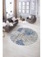Dijital Kaymaz Taban Yıkanabilir Modern Desen Yuvarlak Mutfak Salon Halısı, N-Y-Modern-95-Mavi, 5