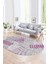 Dijital Kaymaz Yıkanabilir Modern Desen Oval Yolluk Mutfak Salon Halısı, N-O-Modern-95-Mor, 1