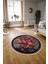 Dijital Kaymaz Taban Yıkanabilir Modern Desen Yuvarlak Mutfak Salon Halısı, N-Y-Modern-13-Kırmızı, 3