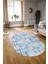 Dijital Kaymaz Yıkanabilir Modern Desen Oval Yolluk Mutfak Salon Halısı, N-O-Modern-89-Mavi, 3
