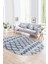 Dijital Kaymaz Yıkanabilir Modern Desen Oval Yolluk Mutfak Salon Halısı, N-O-Modern-92-Mavi, 1