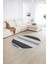 Dijital Kaymaz Taban Yıkanabilir Modern Desen Yuvarlak Mutfak Salon Halısı, N-Y-Modern-18-Gri, 2