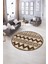 Dijital Kaymaz Taban Yıkanabilir Modern Desen Yuvarlak Mutfak Salon Halısı, N-Y-MODERN-105-KAHVE, 5