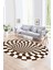 Dijital Kaymaz Yıkanabilir Modern Desen Oval Yolluk Mutfak Salon Halısı, N-O-Modern-78-Kahve, 1