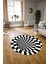 Dijital Kaymaz Taban Yıkanabilir Modern Desen Yuvarlak Mutfak Salon Halısı, N-Y-Modern-78-Siyah, 3