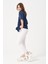 Lacivert Bisiklet Yaka Owut Baskı Detaylı Oversize T-Shirt 2