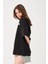 Lacivert Bisiklet Yaka Owut Baskı Detaylı Oversize T-Shirt 3