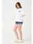 Lacivert Bisiklet Yaka Owut Baskı Detaylı Oversize T-Shirt 1