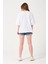 Lacivert Bisiklet Yaka Owut Baskı Detaylı Oversize T-Shirt 2