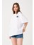 Lacivert Bisiklet Yaka Owut Baskı Detaylı Oversize T-Shirt 3