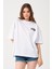 Lacivert Bisiklet Yaka Owut Baskı Detaylı Oversize T-Shirt 4