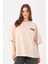 Lacivert Bisiklet Yaka Owut Baskı Detaylı Oversize T-Shirt 3