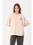 Lacivert Bisiklet Yaka Owut Baskı Detaylı Oversize T-Shirt 4