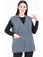 Kadın Gri Düğmeli Cepli Yün Anne Yelek 1