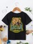Rahat Kalıp Pamuklu Baskılı Siyah Çocuk T-Shirt 2