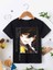Rahat Kalıp Pamuklu Baskılı Siyah Çocuk T-Shirt 1