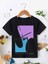 Rahat Kalıp Pamuklu Baskılı Siyah Çocuk T-Shirt 1
