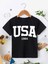 Rahat Kalıp Pamuklu Baskılı Siyah Çocuk T-Shirt 1