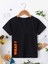 Rahat Kalıp Pamuklu Baskılı Siyah Çocuk T-Shirt 1