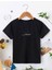 Rahat Kalıp Pamuklu Baskılı Siyah Çocuk T-Shirt 1