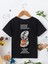 Rahat Kalıp Pamuklu Baskılı Siyah Çocuk T-Shirt 2