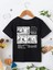 Rahat Kalıp Pamuklu Baskılı Siyah Çocuk T-Shirt 2