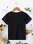 Rahat Kalıp Pamuklu Düz Siyah Çocuk T-Shirt 1