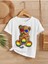 Rahat Kalıp Pamuklu Baskılı Beyaz Çocuk T-Shirt 1