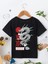 Rahat Kalıp Pamuklu Baskılı Siyah Çocuk T-Shirt 2