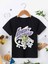 Rahat Kalıp Pamuklu Baskılı Siyah Çocuk T-Shirt 1