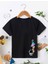 Rahat Kalıp Pamuklu Baskılı Siyah Çocuk T-Shirt 1