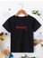 Rahat Kalıp Pamuklu Baskılı Siyah Çocuk T-Shirt 1
