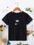 Rahat Kalıp Pamuklu Baskılı Siyah Çocuk T-Shirt 1