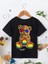 Rahat Kalıp Pamuklu Baskılı Siyah Çocuk T-Shirt 2
