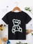 Rahat Kalıp Pamuklu Baskılı Siyah Çocuk T-Shirt 1