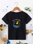 Rahat Kalıp Pamuklu Baskılı Siyah Çocuk T-Shirt 1