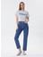 Yüksek Bel Geniş Paça Straight Koyu Lacivert Kadın Denim Pantolon 242 Lcf 121001 Clara Posey Db Mıd 1