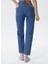 Yüksek Bel Geniş Paça Straight Koyu Lacivert Kadın Denim Pantolon 242 Lcf 121001 Clara Posey Db Mıd 5