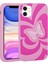 Apple iPhone 11 - Uyumlu Sıvılı Simli Kelebekli Tasarım Zore Vodena Kapak-Pembe Koyu 1